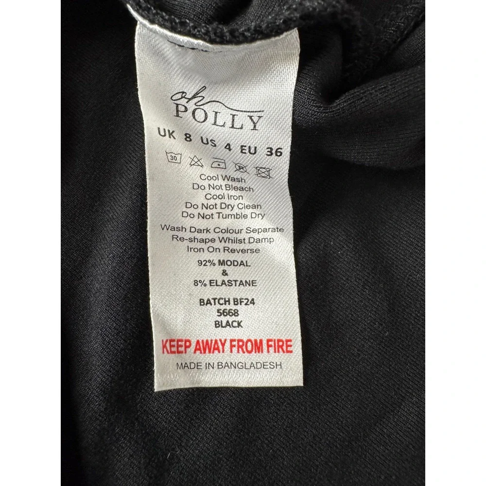 Oh Polly Black Long Sleeve Sweetheart Mini Dress‎ with Side Slit US 4 NWT